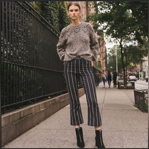 Madewell Cali Demi Boot Striped Cropped Jeans 26 - Picture 1 of 13